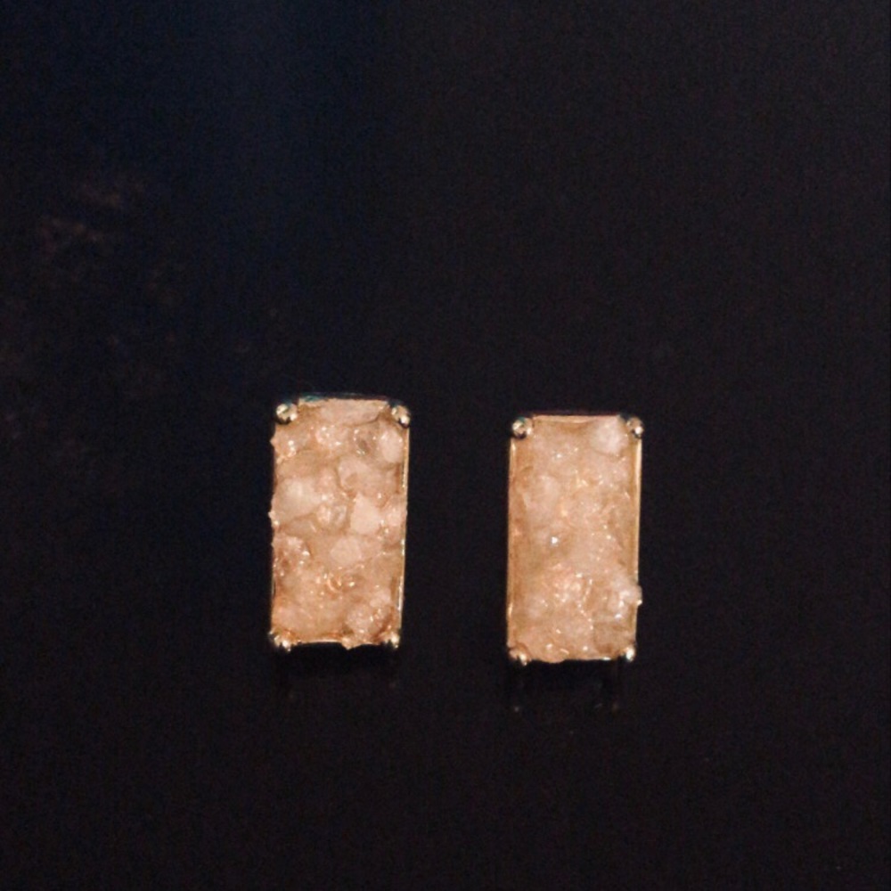 Simulated Quartz Style Post Earrings